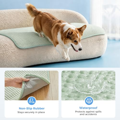 Lekereise Cooling Mat for Dogs - Self-Dog Cooling Mat Indoor, Pressure-Activated Cold Blanket for Sofa, Floor & Car, Crate, 83'' x 102'', Green - size: XL(83"x 102"x 0.79")