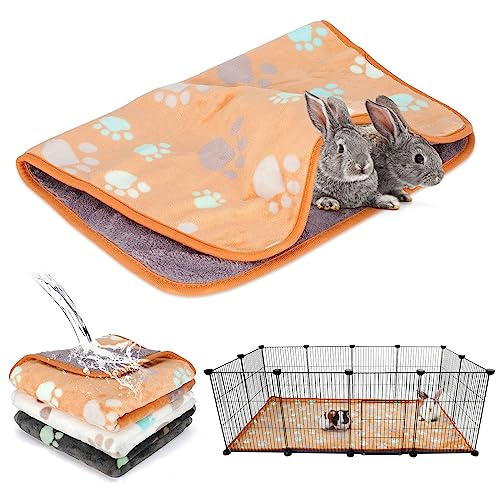 YUEPET Waterproof Guinea Pig Blankets 3 Pack, Fleece Cage Liners, L | Guinea Pig Fleece Cage Liners, Waterproof Backing, Machine Washable, Soft Fleece Surface, 48 x 24 in - color: White+gray+coffee, size: L-48"×24"