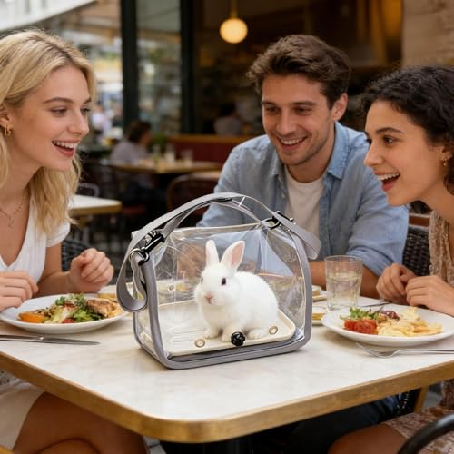 Clear Small Pet Travel Carrier with Perch & Tray – Breathable Mesh Bird Parrot Hamster Rabbit Squirrel Portable Bag (Black) - color: Black