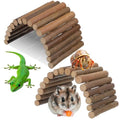 Natural Wood Hideout Hamster Bridge Tunnel Ladder Hamster Cage Accessories Small Animal Molar Chew Toys Reptile Tank Habitat Decor Hiding Hut for Chinchillas Lizards Mice Spiders Rabbit Brown