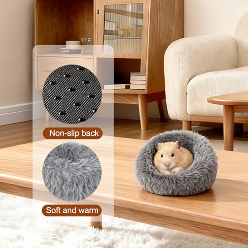 2-Pack Guinea Pig Carrier and Burrowing Bed, Portable Small Animal Cage with Clear Window, Plush and Fluffy Hideaway Pet Bed for Piggies, Hamster - color: Black