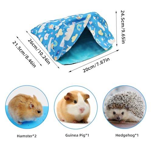 2 Pack Guinea Pig Hideout Set, Fleece Snuggle Sack & Cave Bed for Guinea Pigs, Hedgehogs, Ferrets, Chinchillas, Mini Rabbits, Cozy Small Animal Bed for Cage Habitat
