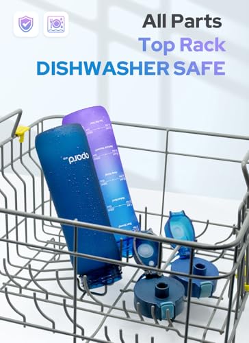 Opard Zip 20oz Plastic Water Bottle Dishwasher Safe, Leakproof Flip-Top Lid, BPA Free Tritan, Wide Mouth Reusable Kids Water Bottle for School Hiking Commuting Outdoor Travel and Gym - color: Aurora Blue Purple, style: 20 oz - Fast Flow