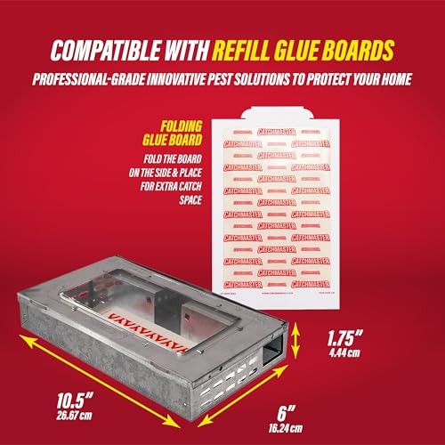 Catchmaster Multi-Catch Mouse Trap 6-Pack, Humane Mouse Traps Indoor for Home, Includes Replaceable Glue Board, Live Catch Pest Control for Garage & Shed - size: 6-Traps Metallic