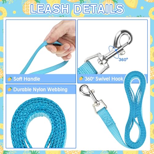 PUPTECK Soft Mesh Cat Vest Harness and Leash Set Puppy Padded Pet Harnesses Escape Proof for Cats Small Dogs Rabbits Bunny - color: Blue(Pineapple), size: M(NECK 7", CHEST 10.5", 4-6 lbs)