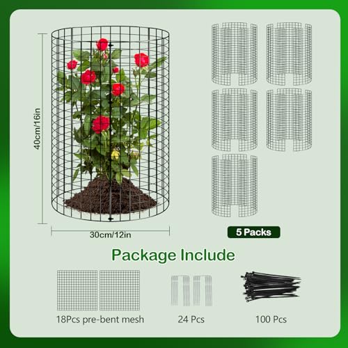 5 Pack Plant Protector from Animals, Wire Mesh Plant Cages for Garden – Sturdy Metal Plant Protectors to Keep Rabbits, Squirrels, and Animals Out – Ideal for Vegetables, Flowers, and Outdoor Plants - size: 5PACK-12*12inch