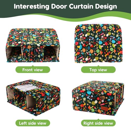 Guinea Pig Hideout with Tunnels, Toys & Cozy House - Soft Large Bed for Small Pets - Blackish Green Mushroom - color: Blackish green mushroom