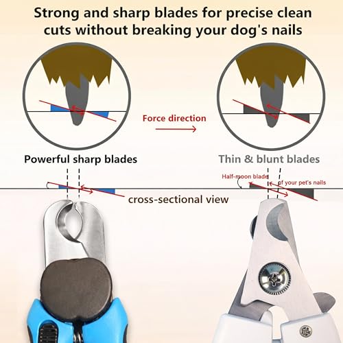 LED Dog Nail Clipper with Light & Safety Guard, Professional Pet Nail Trimmer with Quick Sensor, Extra Sharp for Thick Nails, for Large & Small Dogs and Cats (Medium-Large, with LED)
