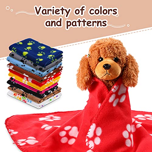 Tatuo 10 Pieces Pet Blankets with Paw Print Dog Cat Fleece Blankets Soft Warm Sleep Mat Pad Bed Cover for Kitten Puppy and Other Small Animals, 24 x 28 Inch(Vibrant Color) - color: Vibrant Color