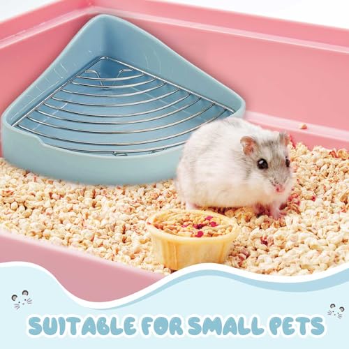 Eccliy Ceramic Corner Litter Box for Small Pets, Tip-Proof, Chew-Resistant, Triangle Potty Trainer Pet Pan for Ferret, Guinea Pig, Rat, Bunny, Chinchilla, Hedgehog, Sugar Glider, Hamster(Sky Blue) - color: sky blue