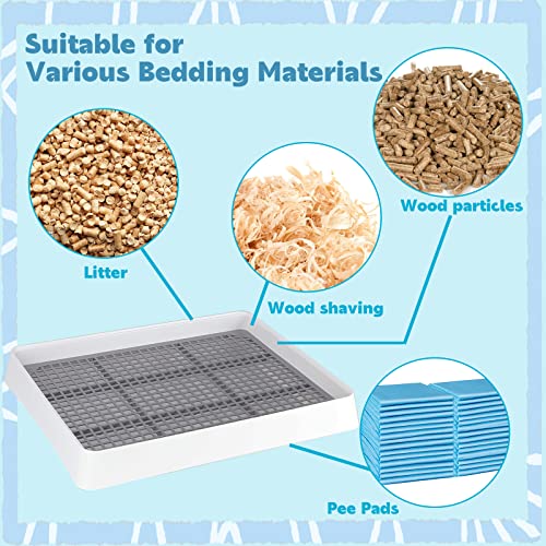 FHTONGE Low Entry Guinea Pig Litter Box with Grid, Rectangular Pet Toilet | 2 Pcs Small Amimal Litter Pan Trainer Tray for Rodent Bunny Hamster Ferret Chinchilla Squirrel Opossum Hedgehog Chipmunk Rat - color: 2 Pcs 0.4" PP Grids, size: 14.6x12x2.6"(40x30