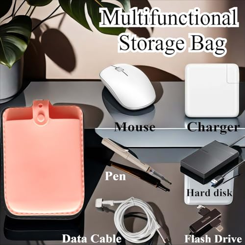Reusable Compact Silicone Mouse Pouch for Laptop, Mouse Holder for Wireless Mouse, Mouse Sleeve for Laptop with Strong Suction for iPad/MacBook Use (Pink)