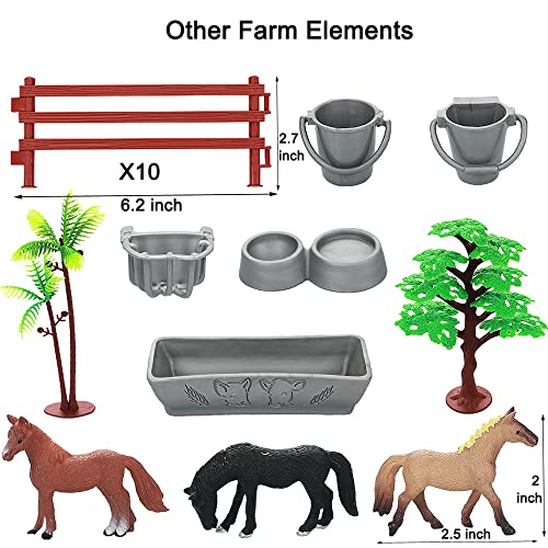 Yowlieu Realistic Farm Animal Figures Toys, 44 Pcs Plastic Farm Figurines Playset Includes Fences Mini Farm Animal Cake Topper Learning Toy Set for Kids & Toddlers - size: 44 Pcs Farm Set