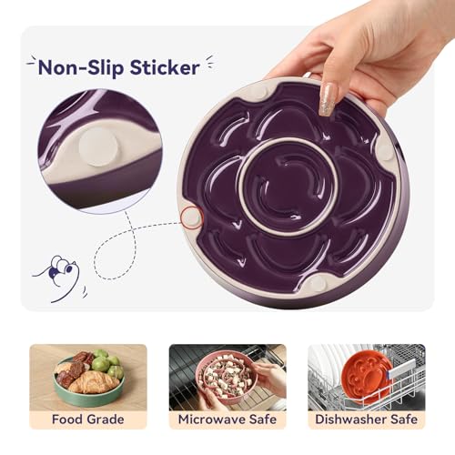 Ceramic Slow Feeder Dog Bowl, 0.8 Cups Anti -Slip Slow Feeding Bowl to Slow Down Eating, 6.3 Inch Dog Food Dish for Small Breeds, Grey - color: Grey, size: Small