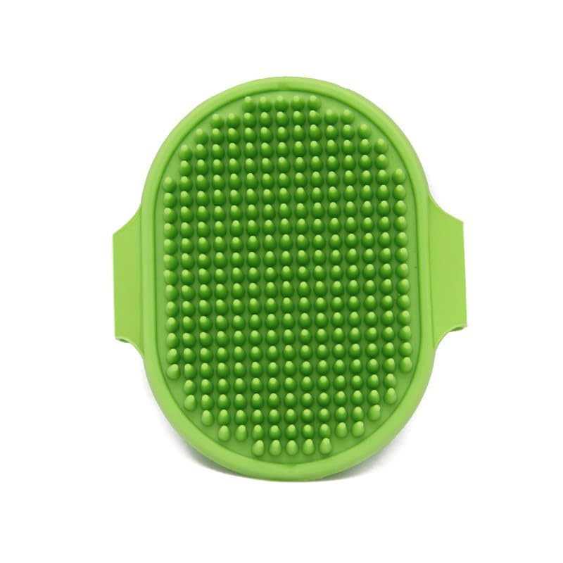 1 Pcs Green Pet Bath Brush, Soft Silicone Massage Grooming Comb, Adjustable Ring Handle Dog Cat Shampoo Scrubber, Washing Shedding Brush for Short Long Haired Pets