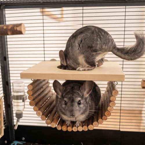 Natural Wood Chinchilla Platform, Small Animal Wooden Climbing Toys, Cage Accessories for Chinchilla Squirrel Gerbil Sugar Glider Hamster Rat Mouse Parrot