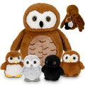Hollowfly 5 Pcs Owls Plush Toy Gift Set 13.4" Mommy Barn Owls with 4 Cute Babies Stuffed Animal in Zippered Back Nurturing Plushies Toy Set for Kid Adults Birthday Party Favors Gifts - style: Barn Owls