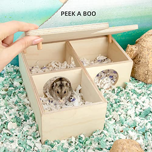 Niteangel Multi-Chamber Hamster House Maze: 1 Entrance 3 Rooms Maze Habitat | No-Disturb Removable Lid - Encourage Pets Hide and Explore Freely Hideout & Tunnel Maze Toys for Hamster Gerbils Mice Lemming - size: 3-Room Small