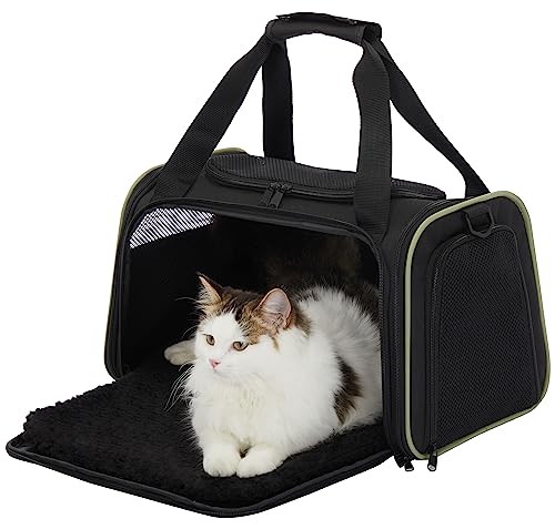 PETSFIT Pet Carrier Airline Approved with Extendable Mat, Dog Carriers for Small Dogs, TSA Approved Pet Carrier, Puppy Carrier for Small and Medium Cats Under 12 Lbs, Black | Airline Approved, Extendable Mat, TSA Approved, For Dogs & Cats Under 12 Lbs - c
