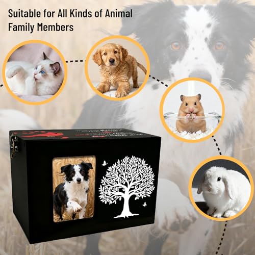 Bird Ashes Urn Wooden Pet Urn Box Tree of Life Pattern Rectangle Storage Containers Keepsake Cremation Boxes with Photo Frame for Pet Dog Cat Memorial Remembrance Gift 6.3 x 4.3 x 4.3 Inch - color: Bird