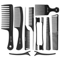 SalonSilk Professional Combs Set for Natural Black Curly Hair for Ladies - color: Black-11 PCS