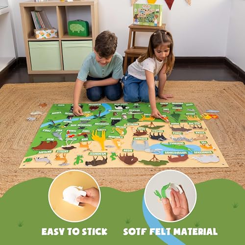 BONNYCO Felt Board for Toddlers with 116 Jungle Animals Figures. Montessori and Sensory Toys, Birthday Gifts for Kids 3-8 Years Old. Educational Games Learning Activities Christmas - style: Jungle