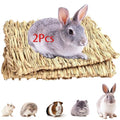2 PCS Rabbit Grass Mats, Natural Straw Hay Woven Rabbit Bed Cage Mats Pet Handmade Bedding, Sleeping Chewing Nesting and Toys for Hamster Bunny Chinchilla Bird and Other Small Animal (2Pcs)