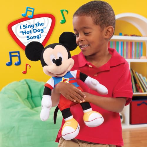 Disney Junior Mickey Mouse Funhouse Singing Fun Plush (Styles May Vary) | Lights and Sounds, Interactive Plush, Sings the "Hot Dog Song" or "The Wiggle Giggle" Song