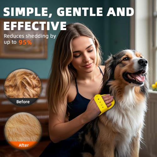 4PCS Dog Bath Brush | Scrubber for Bath | Shampoo Brush | Toothbrush | Finger Toothbrush | Dog Shower/Washing Brush with Adjustable Ring Handle - Pet Bath Supplies (Blue Yellow) - color: Blue Yellow