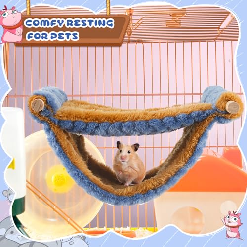 2 Pcs Winter Warm Rat Hammock Double Layer Pet Ferret Hammock Hanging Soft Plush Guinea Pig Bunk Bed for Cage Sleep Chinchilla Squirrel Hamster Mice Birds Small Animals Hideaway Hideout