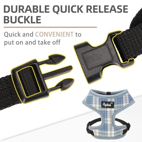PUPTECK Soft Mesh Dog Harness and Leash Set Pet Puppy Cat Comfort Padded Vest No Pull Harnesses, Sky Blue, S - color: Sky Blue, size: S (NECK: 12", CHEST: 14"-18")