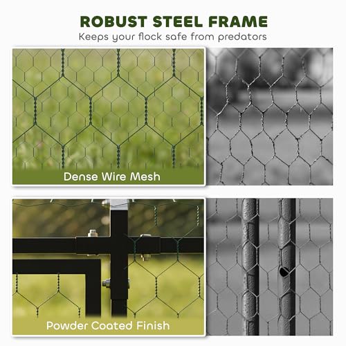 PawHut Large Metal Chicken Coop Chicken Run, Cover 3-5 Poultry 118"x39"x39" | Waterproof, Anti-UV, Outdoor Poultry Cage Rabbit Hutch, Backyard Farm, for Duck, Cat