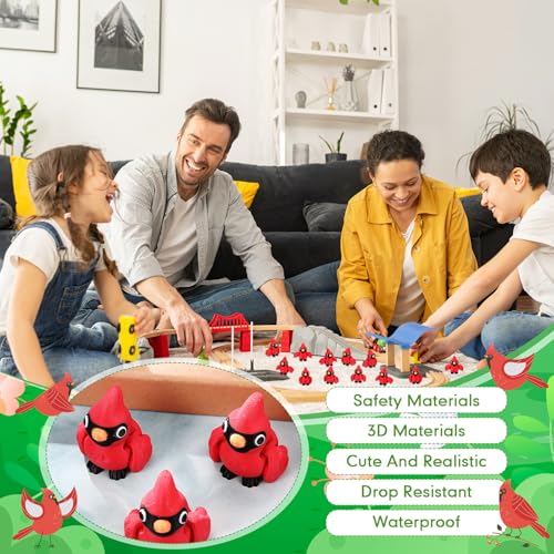 Honoson 12 Pcs 3D Printed Animals 5-7cm, Cardinal Bird | Articulated Fidget Animals, Flexible 3D Printed Figures for Stress Relief, Cute Mini Joints for Party Favors and Display - size: 5-7cm, style: Cardinal Bird