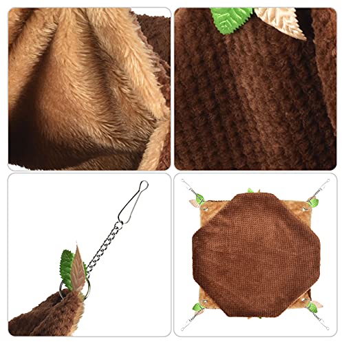 Petmolico 2 Pack Small Animal Hammocks, Warm Plush Hanging Tunnel & Double Tier Bunkbed Hammock Cage for Ferret Guinea Pig Chinchilla Squirrel Rat Hamster Hideout Sleeping Swing Hammock, Brown