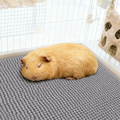 Mygeromon Guinea Pig Mat Cage Liner Fleece Bedding Washable (Grey) | 23 x 15 inch, Reusable, Polyester, for Rabbit, Small Animal Pad