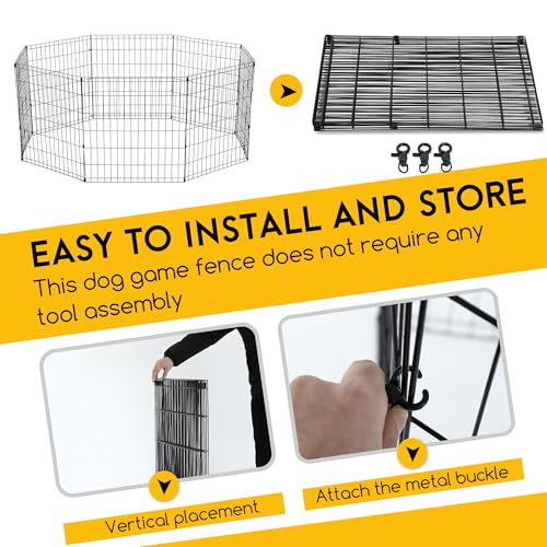 FDW | Dog Playpen | 24", 8 Panels | Heavy Duty Metal Pet Exercise Pen | Indoor/Outdoor Fence Panels | Rust-Resistant, Removable, Tool-Free Setup | Custom Layout, Anti-Skid, Expandable Design
