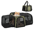 Petsfit Pet Carrier Airline Approved, Cat Carrier with Locking Zipper and Shoulder Strap, Storage Pockets, Expandable Pet Carrier Small Dog Carrier up to 15 Pounds Army Green M - color: Green, size: 17.0"L x 11.0"W x 11.0"H