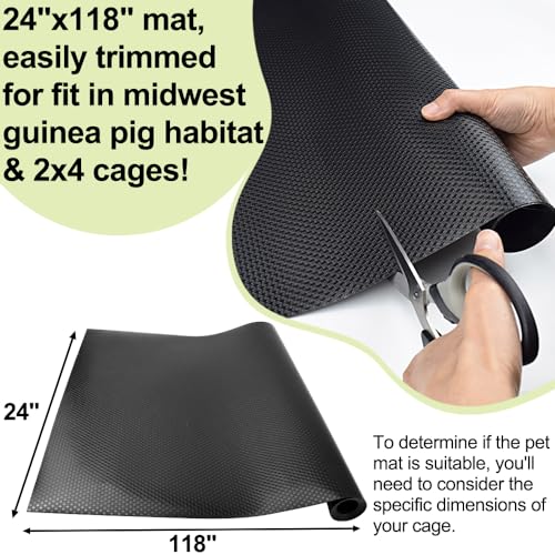 Guinea Pig Bedding Cage Liner 24"×118" 1pcs Waterproof Rabbit Bedding, Waterproof and Reusable Pads for Guinea Pigs, Rabbits, Hamsters, Gerbils, and Chinchillas?Black Mat - color: 1 PCS Black 24"×118"