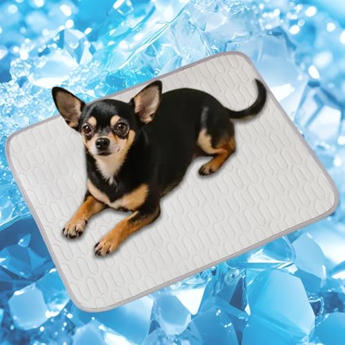 Cooling Mat for Dogs, No-Gel Ice Silk Pet Pad(Gray,L) | Washable Anti-Slip Pet Cooling Mat for Dogs and Cats, Crates and Car Seats - color: Gray, size: 28"x22"