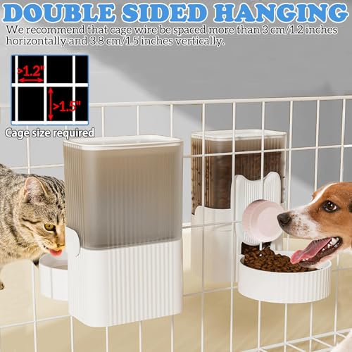 kathson Rabbit Gravity Auto Feeder Set 35oz Hanging Automatic Food Water Dispenser Cage Automatic Feeder Set for Rabbit Chinchilla Guinea Pig Hedgehog Ferret Kitty Puppy (Pink) - color: Pink