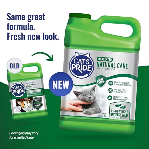 Cat's Pride Natural Care Odor-Eliminating Hypoallergenic Litter 15lb - size: 15 pounds, style: Natural Care Unscented