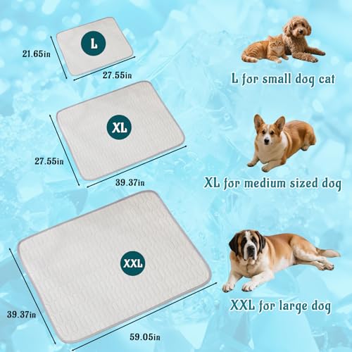 Cooling Mat for Dogs, No-Gel Ice Silk Pet Pad(Gray,L) | Washable Anti-Slip Pet Cooling Mat for Dogs and Cats, Crates and Car Seats - color: Gray, size: 28"x22"