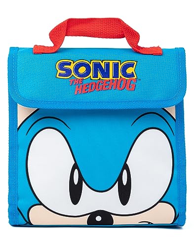 Sonic The Hedgehog Boys Backpack Set | Kids 4 Piece Blue Rucksack Set with School Bag, Pencil Case, Lunch Bag & Water Bottle | Sonic Gamer Complete Matching Bundle | Back to School Gifts for Children,