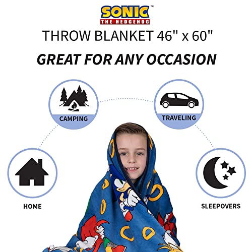 Franco Kids Bedding Super Soft Plush Throw Blanket,46 in x 60 in,Sonic The Hedgehog,Anime,(Pack of 6) - color: Sonic the Hedgehog, size: 46 in x 60 in (Pack of 6)