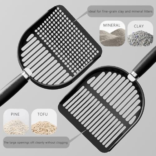 DHXYZZB Cat Litter Scoop 304 Stainless Steel Litter Shovel, Heavy Duty Litter Sifter, Litter Scooper with Wooden Handle Large Scoop for Fast Sifting Easy Rinse Clean