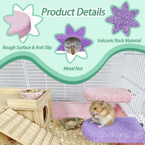 3 Pack Hamster Rat Lava Ledge Platform Teeth Grinding Chewing Toy (L) | Chinchillas Pumice Teeth Grinding Block Perch Stand Jumping Platform Small Animals Cage Accessories for Gerbil Mouse Bird