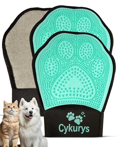 Pet Hair Removal Glove for Dogs & Cats, 2-Pack Grooming Gloves | 2-in-1 Double-Sided Design, Electrostatic Hair Remover for Clothes & Furniture + Silicone Brush for Deshedding Dogs & Cats - color: 2PCS