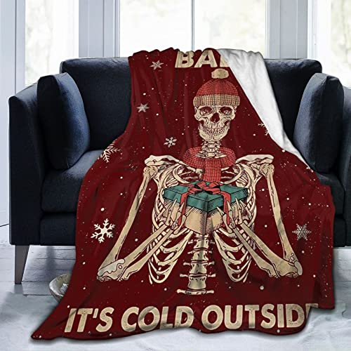 Christmas Skeleton Throw Blanket Cozy Plush Gothic Sugar Skull Flannel Fleece Ultra Soft Halloween Blankets Lightweight Fuzzy Party Blanket Spooky Gifts for Bed Couch Sofa Women Kids 50"x40" - color: Christmas Skull Skeleton, size: 50"x40"