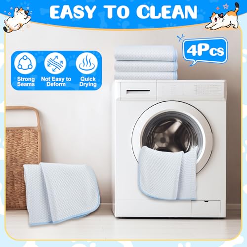 4 Pack Dog Cooling Mat, 18 x 14 Inches Washable Self Cooling Pet Pad for Cats Dogs, Ice Silk Cold Kennel Crate Mat with Chill Fiber for Summer Indoor Outdoor Pet Sleeping - size: 18 x 14 Inches