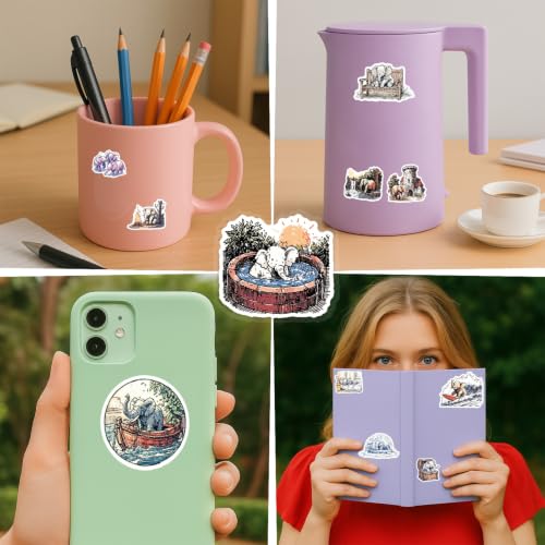 100 PCS Elephant Stickers Pack – Waterproof Elephant Decals for Water Bottles, Laptops, Phones, Notebook, Cars – Cool Vibrant Graphics for Elephant Enthusiast - color: Elephant